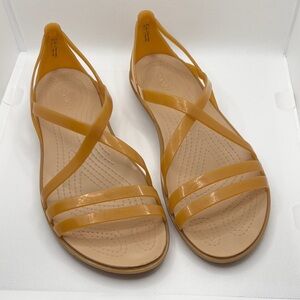 Iconic Crocs Comfort Isabella Stylish Tan / Beige Strappy Sandals Woman Size 8